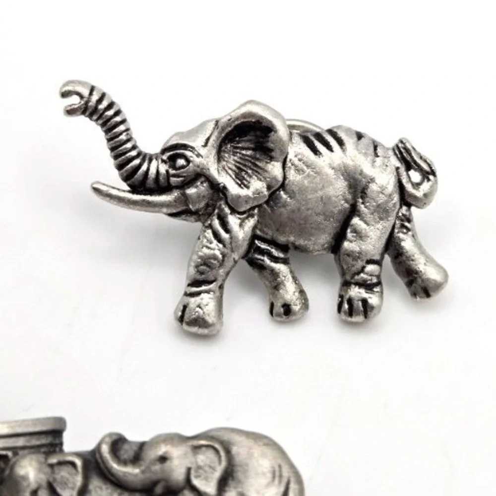 JJ Jonette Jewelry Silvertone‎ Noah's Ark Brooch and J. Crew Elephant Pin